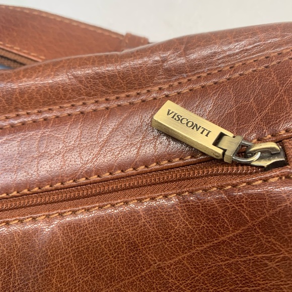 Visconti London Brown Leather Messenger Bag - Picture 4 of 13